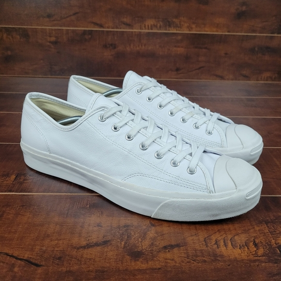 Converse White Leather Jack Purcell Low Sneakers Mens Size 13